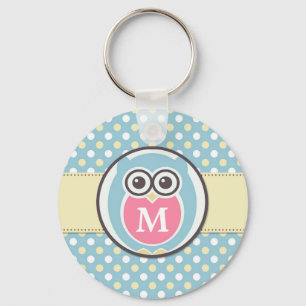 Monogram Keychain för tecknad för polka Nyckelring