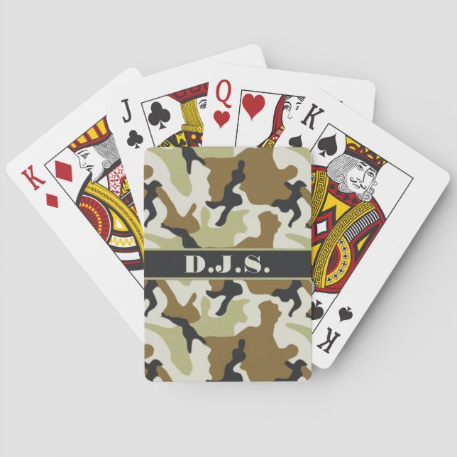 Monogram Khaki, Black, Tan Camo-spelkort Casinokort (Baksidan)