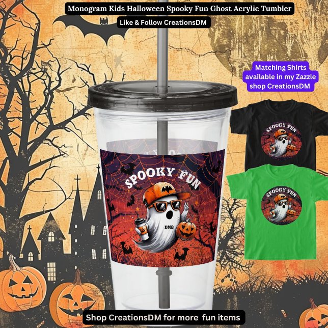 Monogram Kids Halloween Spooky Roligt Ghost Take Away Mugg (Skapare uppladdad)