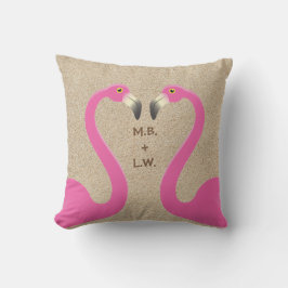 Monogram Kissing Flamingo Beach Sand Pillow Utomhuskudde