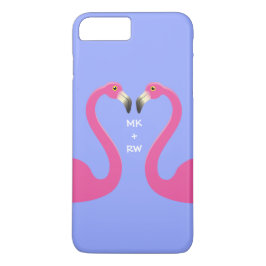 Monogram Kissing Flamingos iPhone 7 Plus lilac