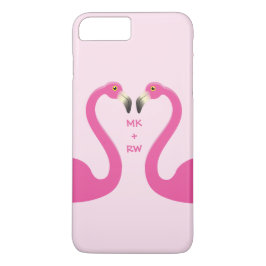 Monogram Kissing Flamingos iPhone 7 Plus-Rosa