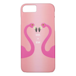 Monogram Kissing Flamingos iPhone 7 Ro Guld