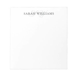 Monogram Klassisk Elegant Chic Skript Namn Anteckningsblock