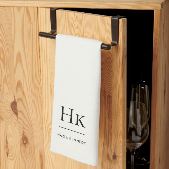 Monogram Klassisk Elegant Enkel Minimalistisk Elfe Kökshandduk (Thirds Fold)