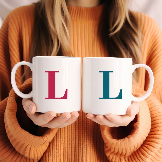 Monogram klassisk Elegant - minimalt tvåtonskafett Kaffemugg (Skapare uppladdad)