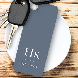 Monogram Klassisk Modern Minimalistisk Marinblå Oc Nyckelring