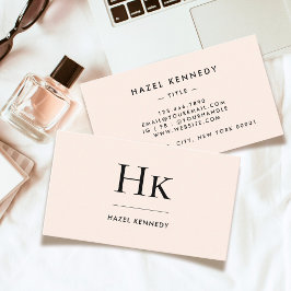 Monogram | Klassisk  Rosa Guld Enkel Elegant Visitkort