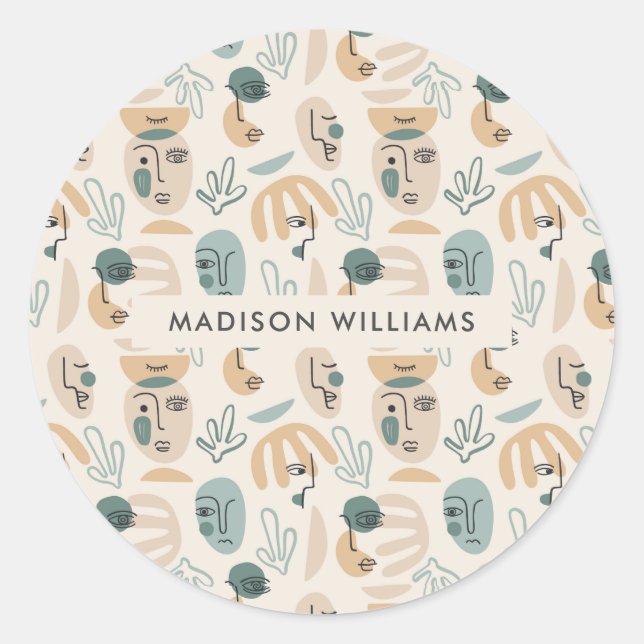 Monogram klassisk rund dekal runt klistermärke (Framsida)