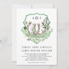 Monogram | Klöver-hästseshoar Botaniska Bröllop Inbjudningar