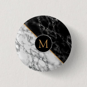 Monogram-knapp med svart vit marbel knapp
