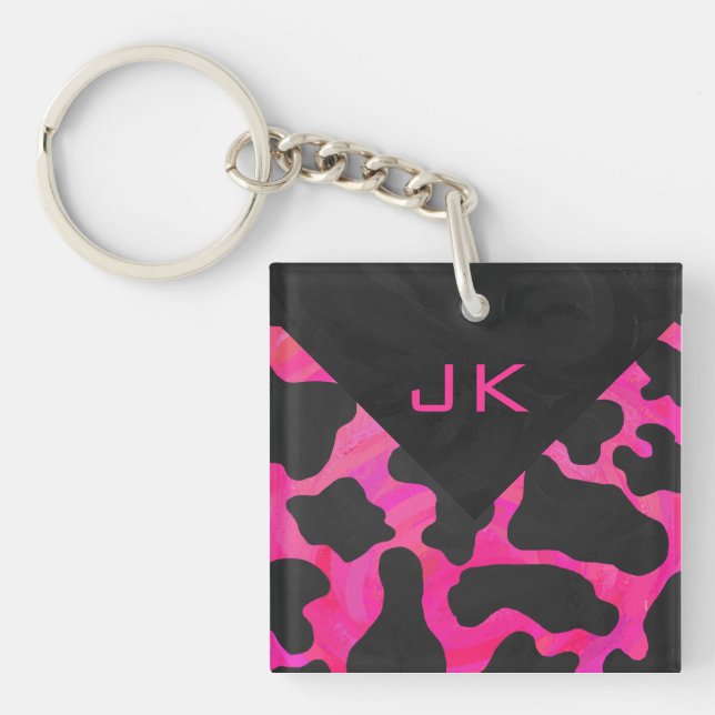Monogram Ko Hot Pink och Svart Tryck (Framsidan)