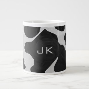 Monogram Ko Nötkreatur Svart och Vitt Jumbo Mugg