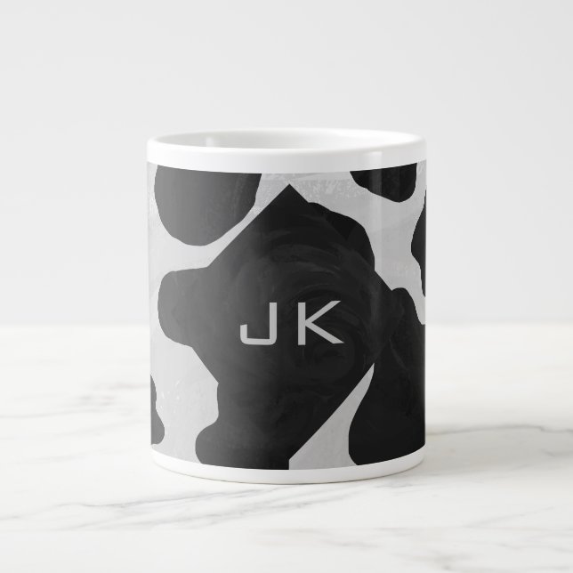 Monogram Ko Nötkreatur Svart och Vitt Jumbo Mugg (Framsidan)