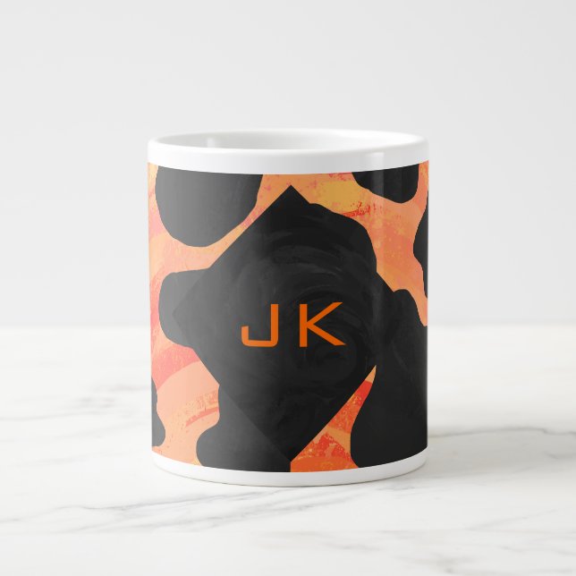 Monogram Ko Svart och Orange Tryck Jumbo Mugg (Framsidan)