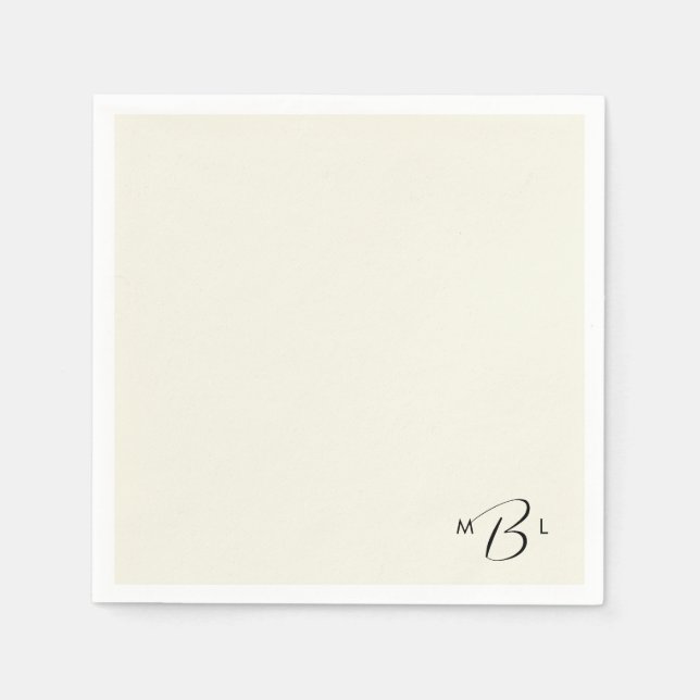 Monogram Kombi Teckensnitt Kräm Bröllop Cocktail Pappersservett (Framsidan)