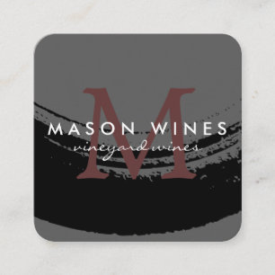Monogram Konstnärligt borstat glas Vin Fyrkantigt Visitkort