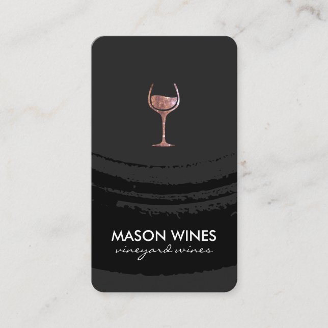 Monogram Konstnärligt borstat glas Vin Visitkort (Framsida)