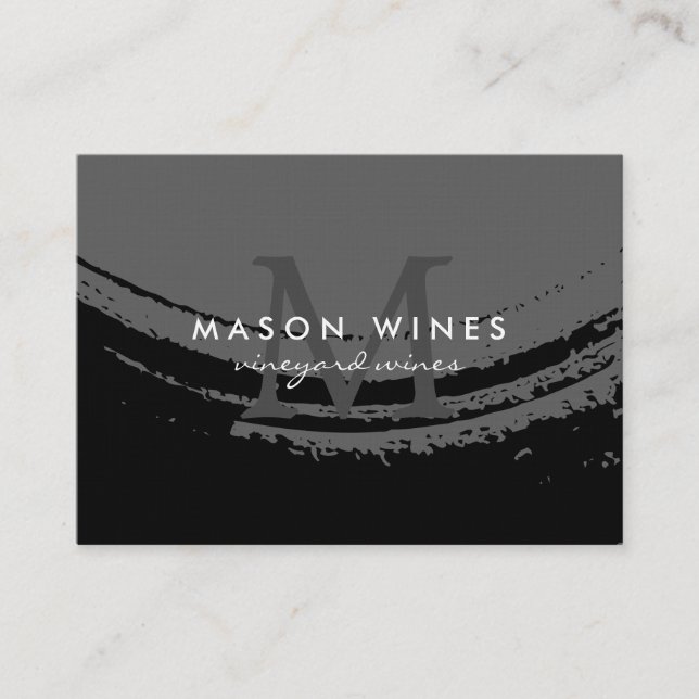 Monogram Konstnärligt borstat glas Vin Visitkort (Framsida)