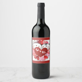 Monogram koppels mat- och dryckesetikett set vinflaska etikett