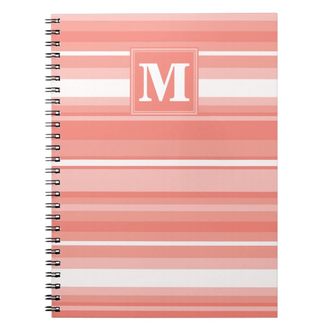 Monogram koral rand anteckningsbok med spiral (Framsidan)
