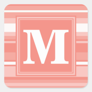Monogram koral rand fyrkantigt klistermärke