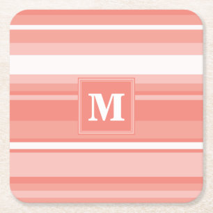 Monogram koral rand underlägg papper kvadrat