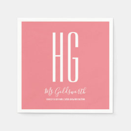 Monogram Korall Rosa Personlig Stylist Varumärke Pappersservett