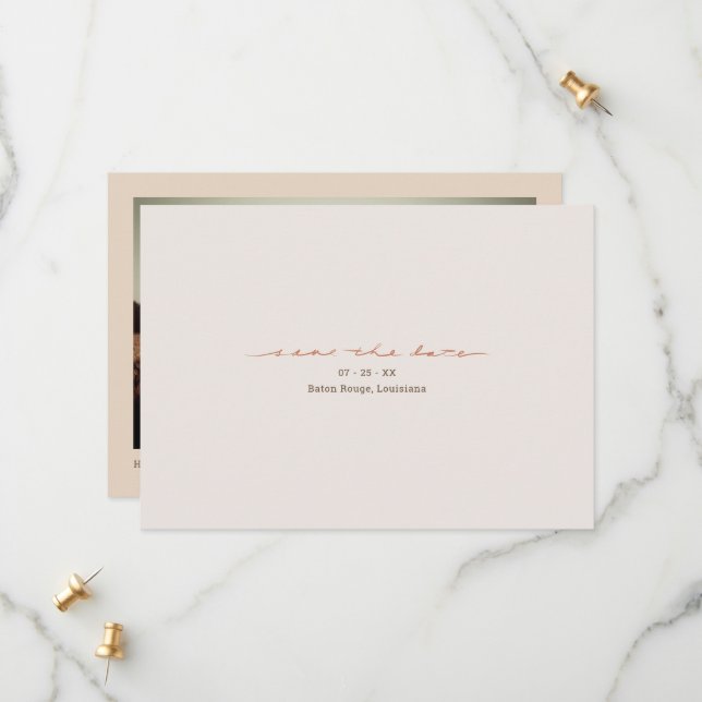 Monogram Kors Kristet Foto Bröllop Spara Datumet (Fram/Back In Situ)