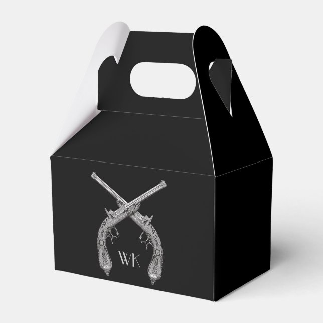 Monogram Korsade Pistoler Svart Presentaskar (Framsidan Sidan)