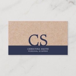 Monogram Kraft-tryckt Clean Midnight Blue-typo Visitkort