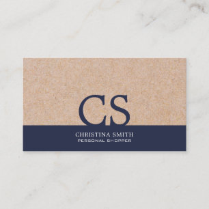 Monogram Kraft-tryckt Clean Midnight Blue-typo Visitkort
