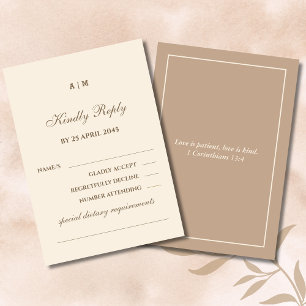 Monogram Kräm Beige Kristet Bröllop RSVP-kort OSA Kort
