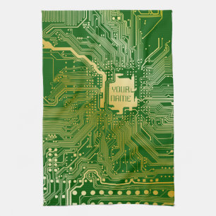 Monogram kretskort Electronics Chip Tech Kökshandduk
