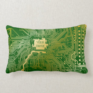 Monogram kretskort Electronics Chip Tech Lumbarkudde