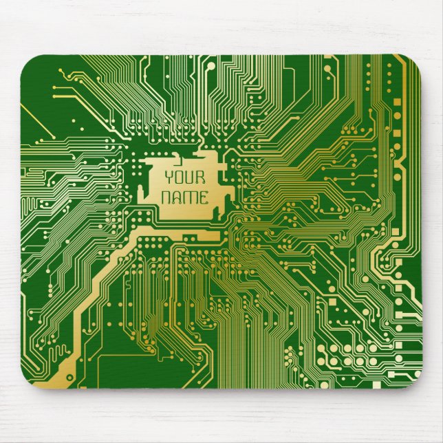 Monogram kretskort Motherboard Electronics Chip Te Musmatta (Framsidan)
