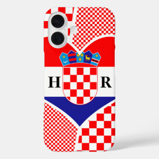 Monogram Kroatiens Flagga Heart- Checkers