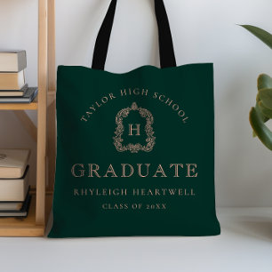 Monogram-krön Dark Green Ros Examenspresent Tygkasse