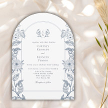 Monogram Krön Elegant Fransk Blå Bröllopsbåge