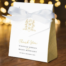 Monogram krona vapensköld vit guld tackar er bröll presentaskar