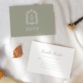 Monogram Krönika Sälggrön Bröllop OSA Kort