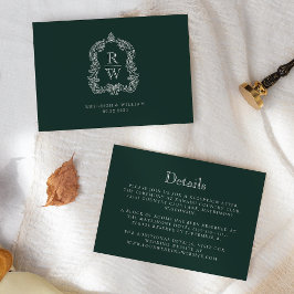 Monogram Krönika Skoggrön Bröllopsdetaljer Tilläggskort