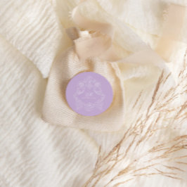 Monogram Kröningsornament Lila Violett Bröllop Runt Klistermärke