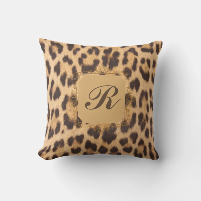 Monogram Kudde - Utomhuskudde - Leopardtryck (Framsida)