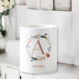 Monogram Kundspecifik Blommigt Kaffe Mugg