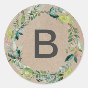 Monogram - kuvertförseglingar för kraftfoliage runt klistermärke
