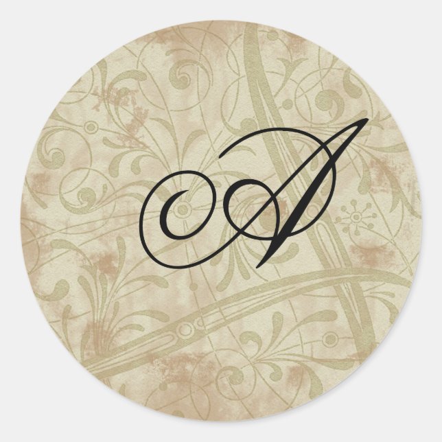 Monogram kuvertförseglingar runt klistermärke (Framsida)