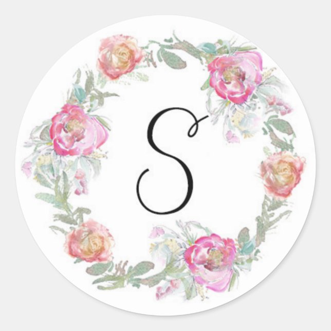 Monogram-kuvertsymbol Runt Klistermärke (Framsida)