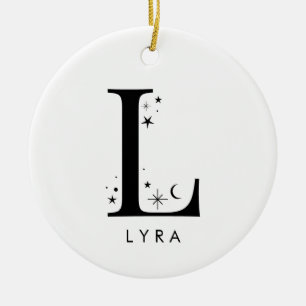 Monogram L Celestial Namn Julgransprydnad Keramik