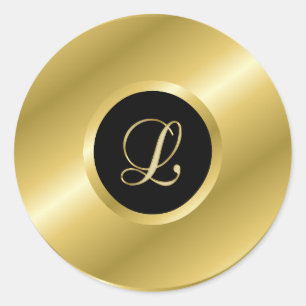 Monogram L guld-skript Runt Klistermärke